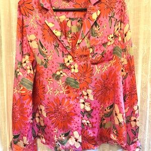 Sézane Silk Floral Pink Women's Top